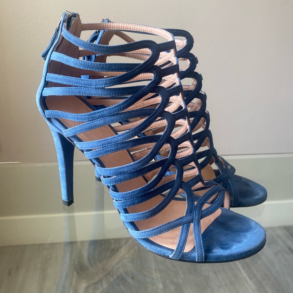 Stuart Weitzman Size 37 Blue Suede Heel - image 1